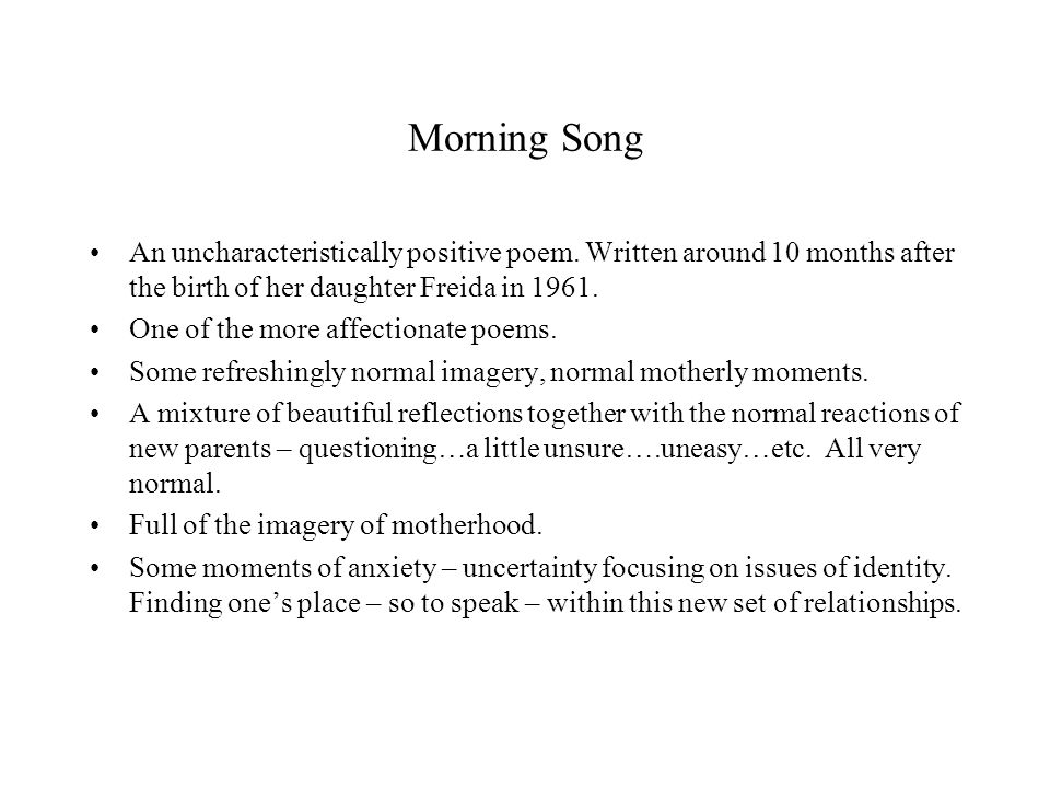 1 Morning Song 1 Morning Song