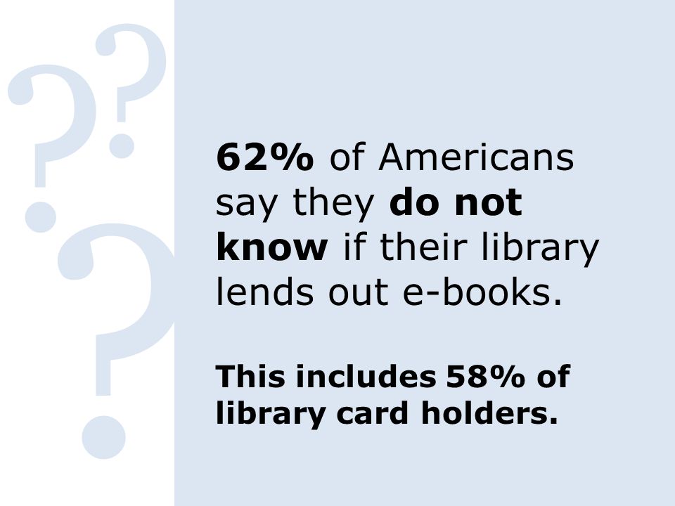 62% of Americans say they do not know if their library lends out e-books.