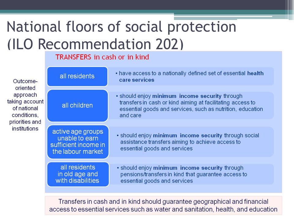 National floors of social protection (ILO Recommendation 202)