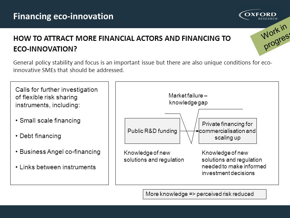 Financing eco-innovation HOW TO ATTRACT MORE FINANCIAL ACTORS AND FINANCING TO ECO-INNOVATION.