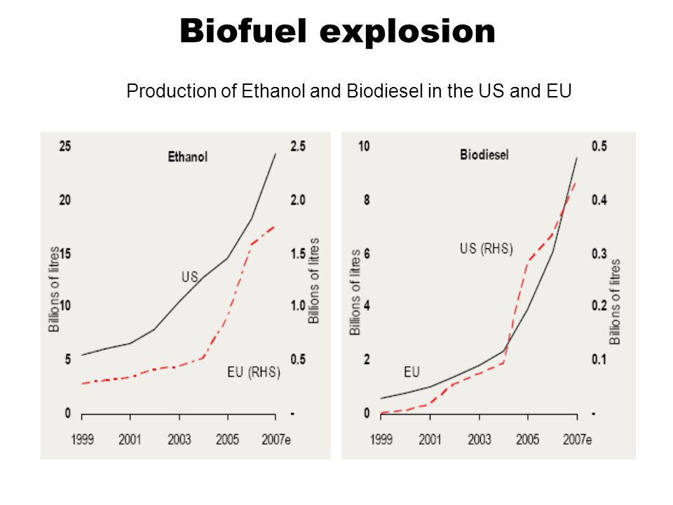 Biofuel explosion Production of Ethanol and Biodiesel in the US and EU
