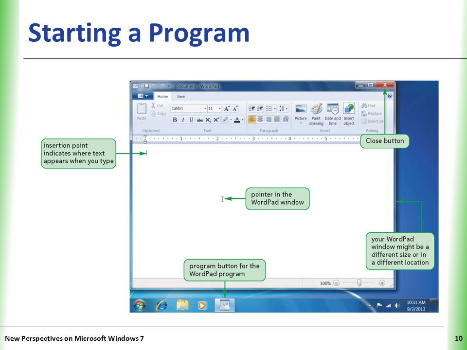 XP Starting a Program New Perspectives on Microsoft Windows 710