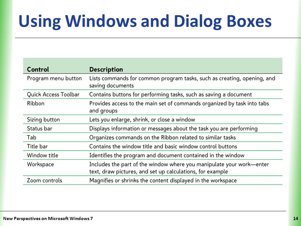 XP Using Windows and Dialog Boxes New Perspectives on Microsoft Windows 714