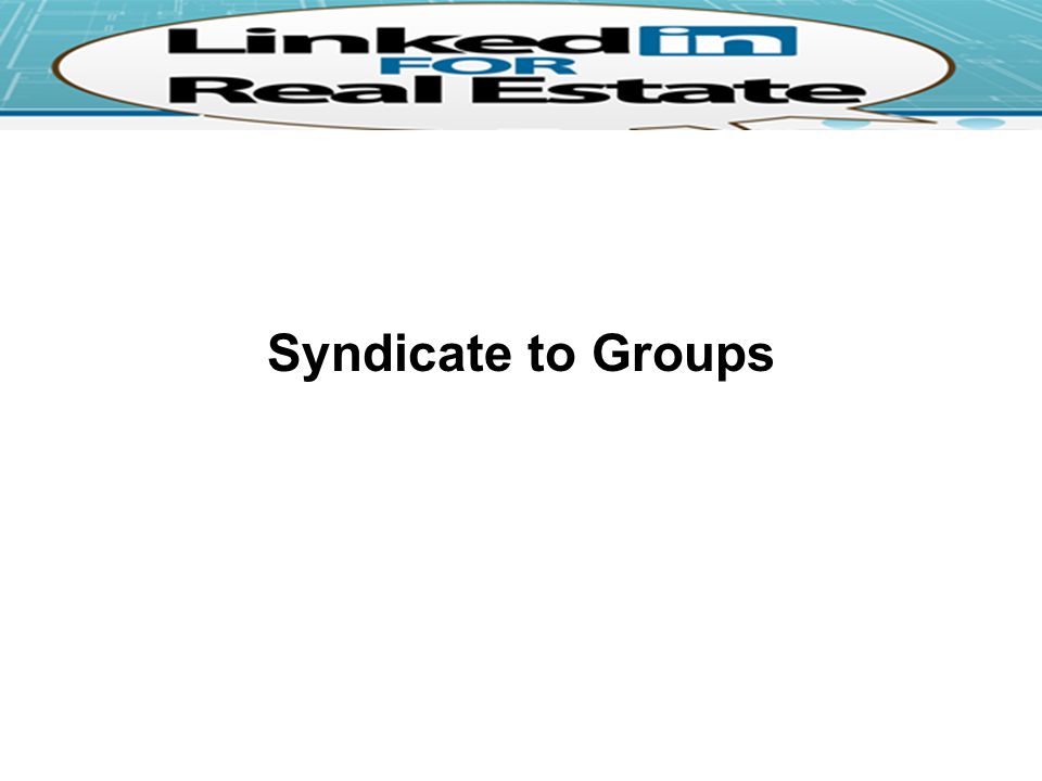 Syndicate to Groups