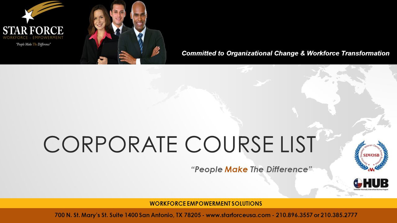 CORPORATE COURSE LIST People Make The Difference 700 N.
