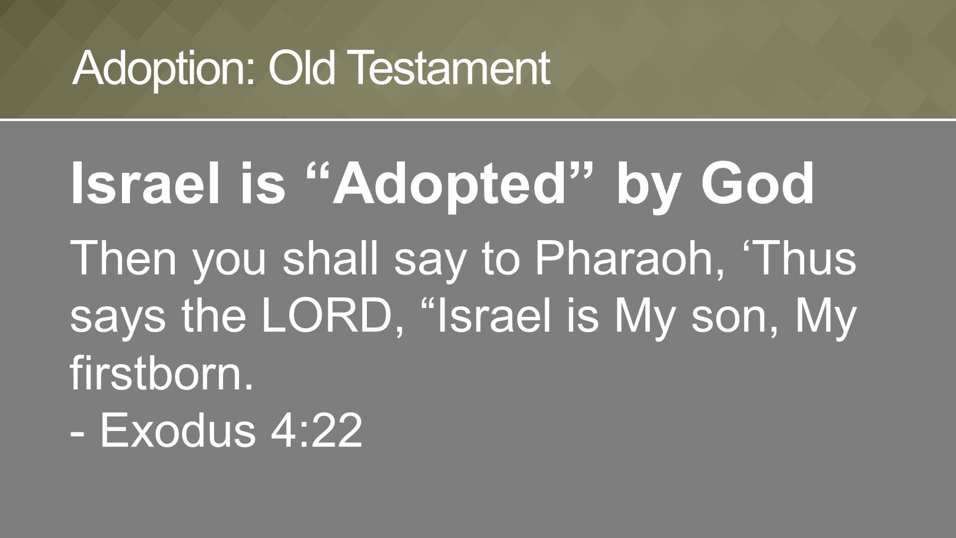 Israel is Adopted by God Then you shall say to Pharaoh, ‘Thus says the LORD, Israel is My son, My firstborn.