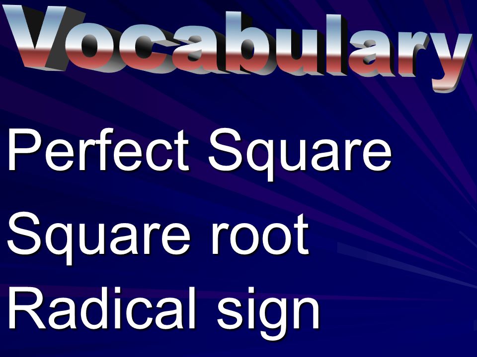 Perfect Square Square root Radical sign