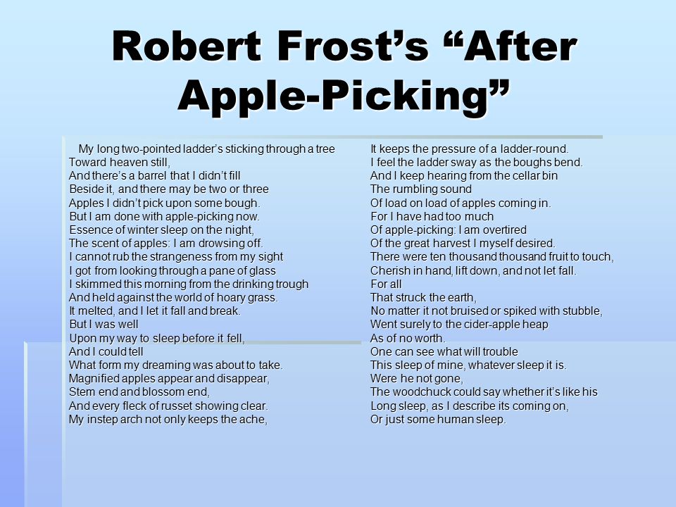 robert frost apple picking