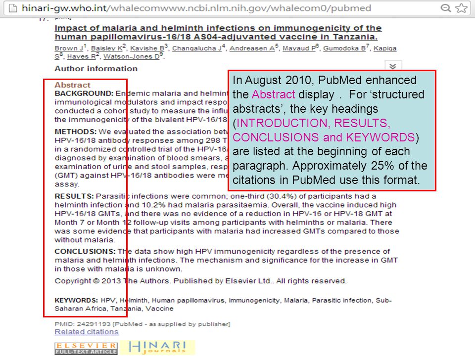 In August 2010, PubMed enhanced the Abstract display.