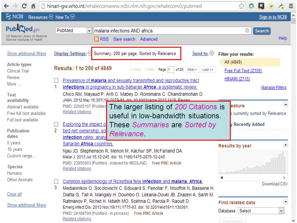 The larger listing of 200 Citations is useful in low-bandwidth situations.