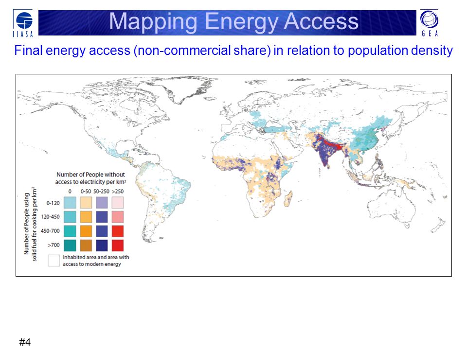 #4 Mapping Energy Access Final energy access (non-commercial share) in relation to population density