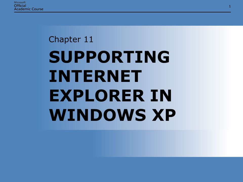 11 SUPPORTING INTERNET EXPLORER IN WINDOWS XP Chapter 11
