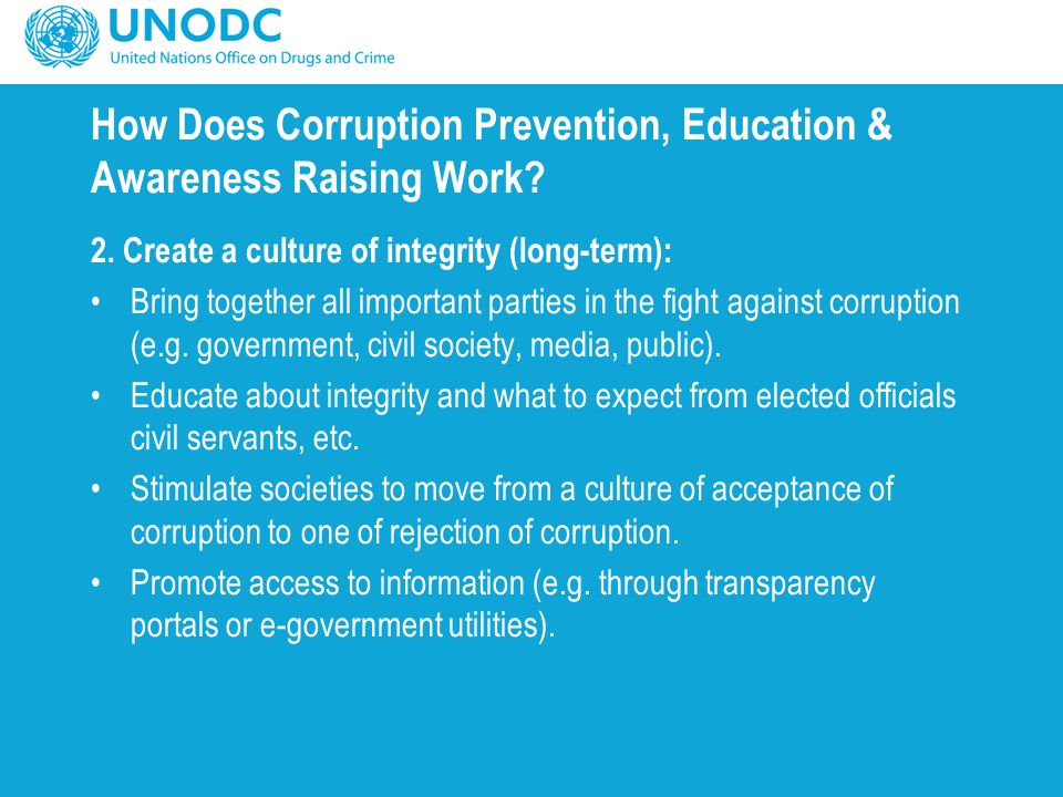 How Does Corruption Prevention, Education & Awareness Raising Work.