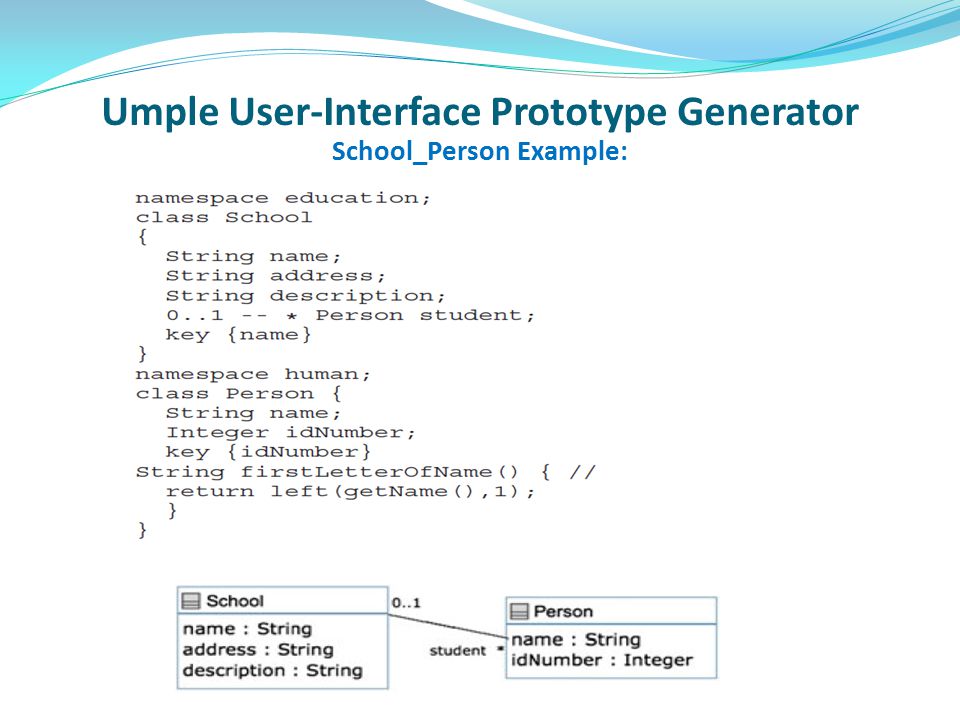 Umple User-Interface Prototype Generator School_Person Example: