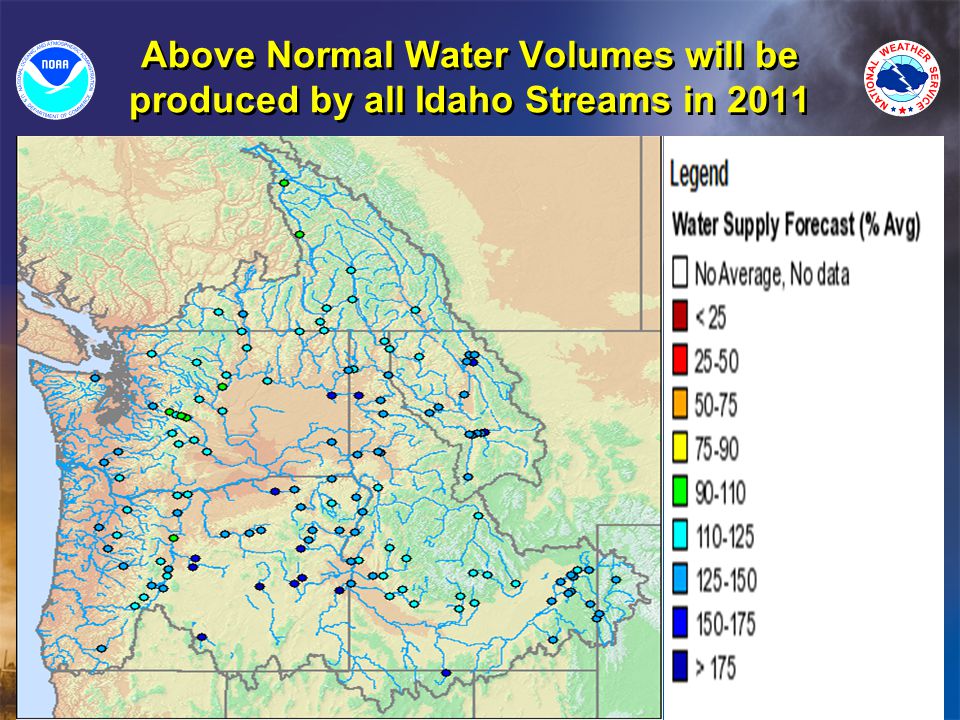 Above Normal Water Volumes will be produced by all Idaho Streams in 2011
