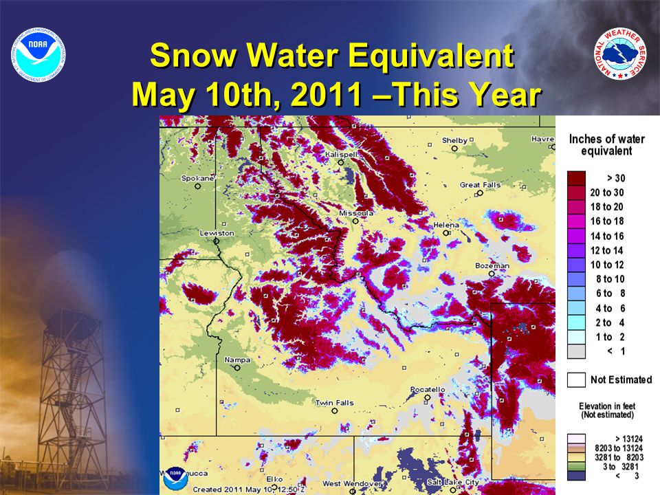 Snow Water Equivalent May 10th, 2011 –This Year
