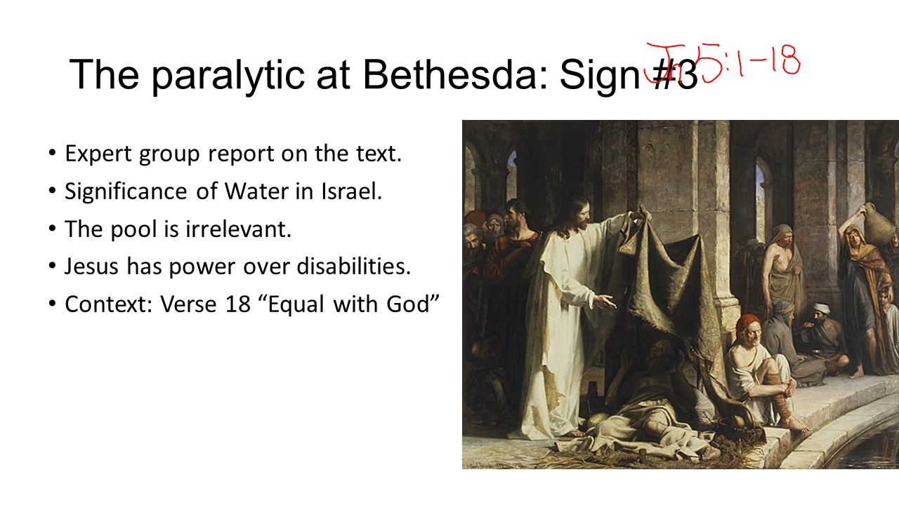 The paralytic at Bethesda: Sign #3 Expert group report on the text.