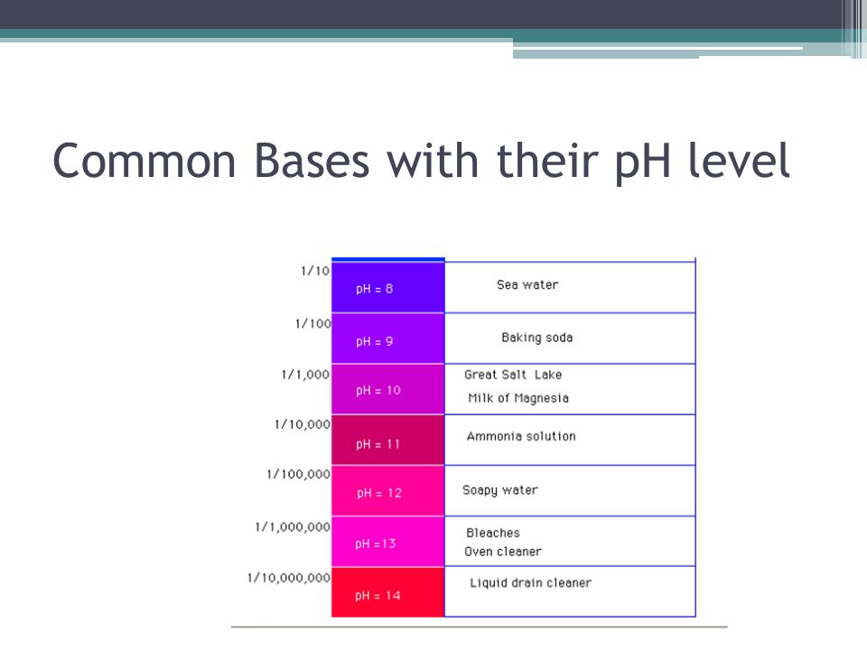 Common Bases with their pH level