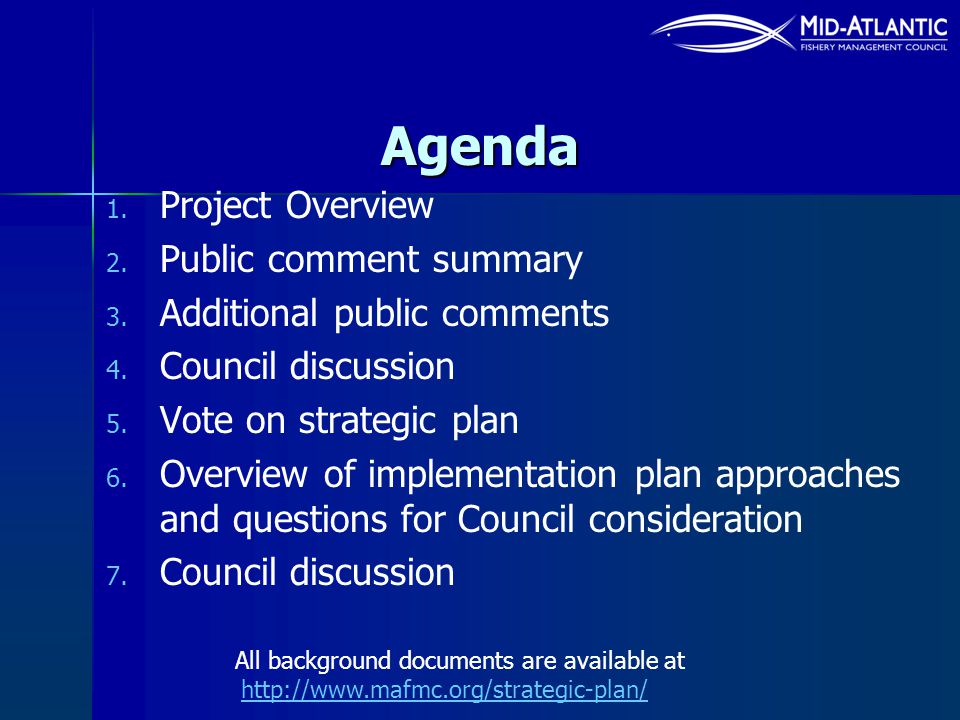 Agenda Project Overview Public comment summary 3.