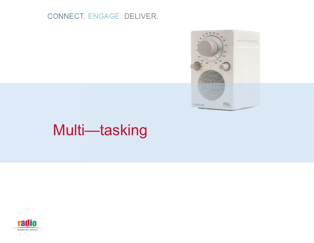 CONNECT. ENGAGE. DELIVER. Multi—tasking