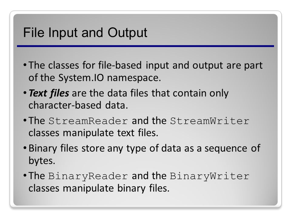 binary input output system
