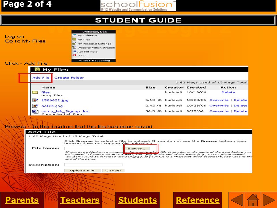 Web Page Login 2 ParentsTeachersStudentsReference Page 2 of 4
