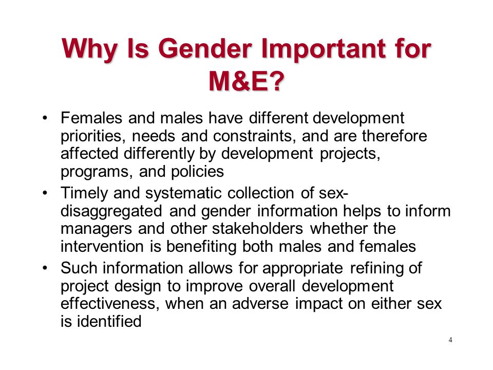 Why Is Gender Important for M&E.