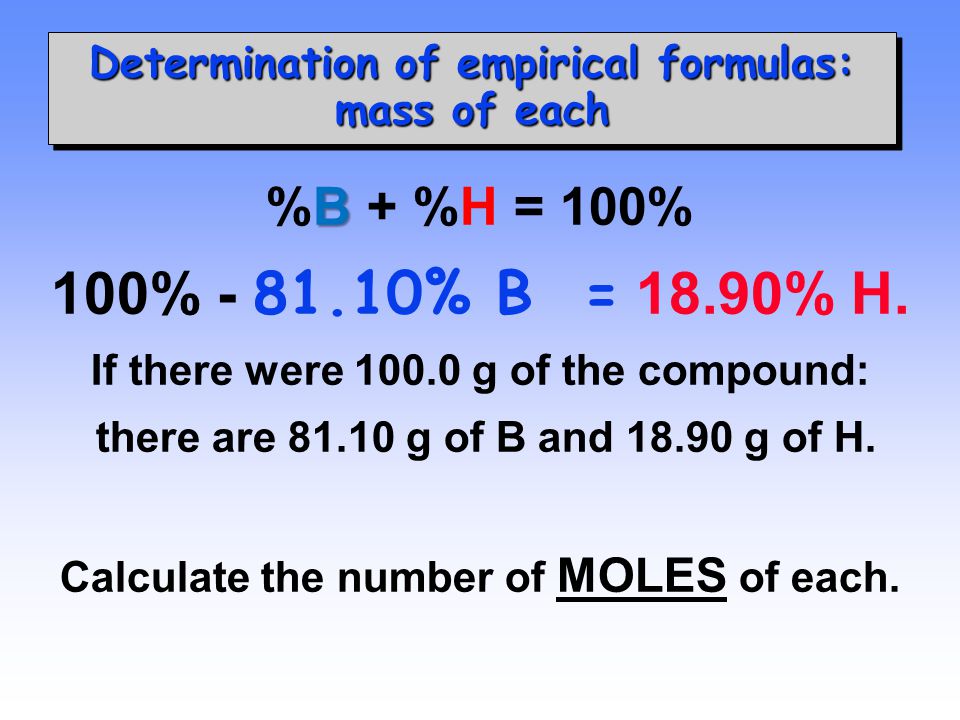 B %B + %H = 100% 100% % B = 18.90% H.