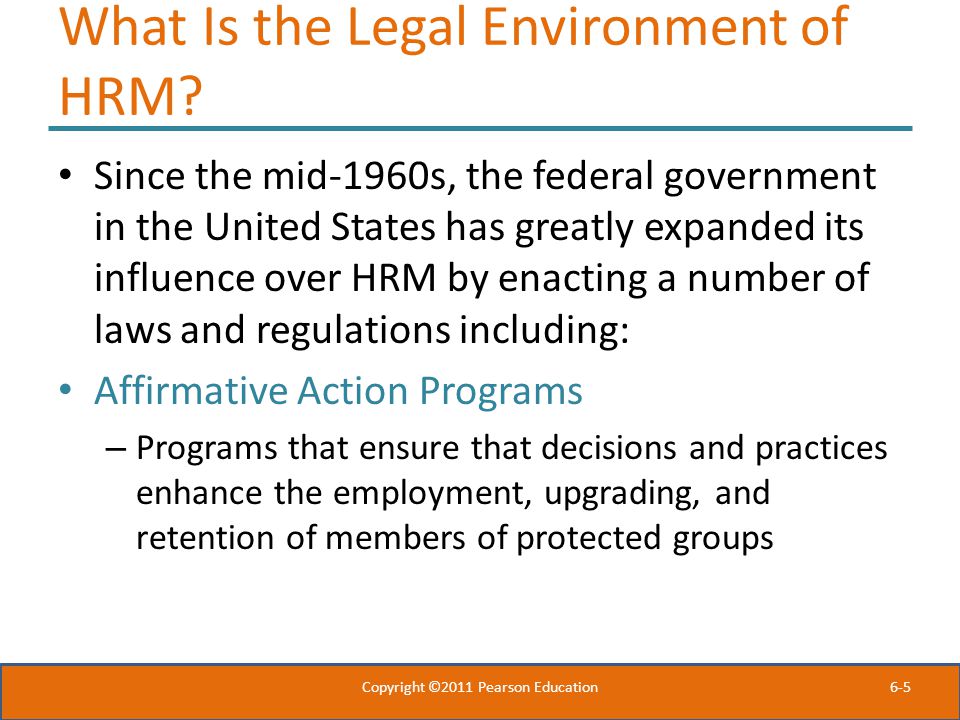6-5 What Is the Legal Environment of HRM.