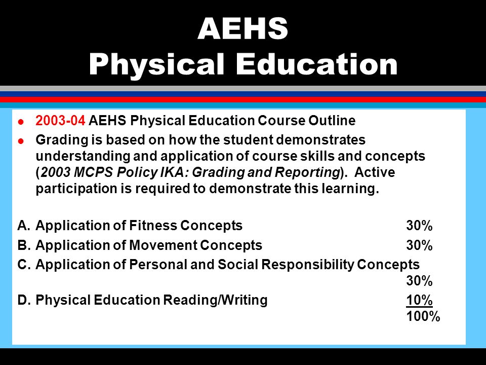 AEHS Physical Education AEHS Physical Education Course Outline Grading.