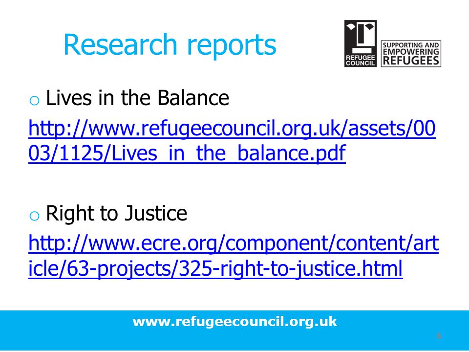 Research reports o Lives in the Balance   03/1125/Lives_in_the_balance.pdf o Right to Justice   icle/63-projects/325-right-to-justice.html 8