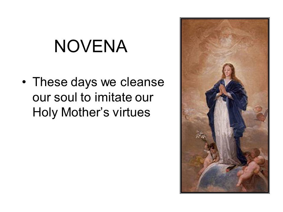 NOVENA These days we cleanse our soul to imitate our Holy Mother’s virtues