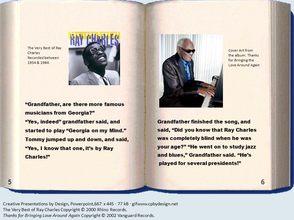 Creative Presentations by Design, Powerpoint,667 x 445 · 77 kB · gifwww.cpbydesign.net The Very Best of Ray Charles Copyright © 2000 Rhino Records.