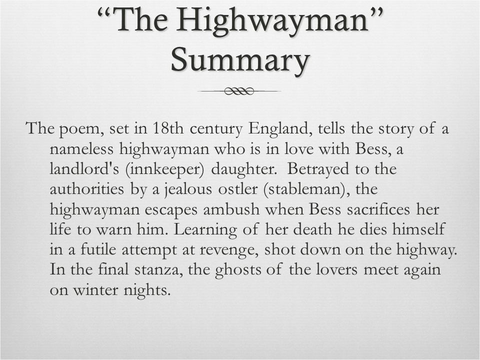 what does the highwayman poem mean