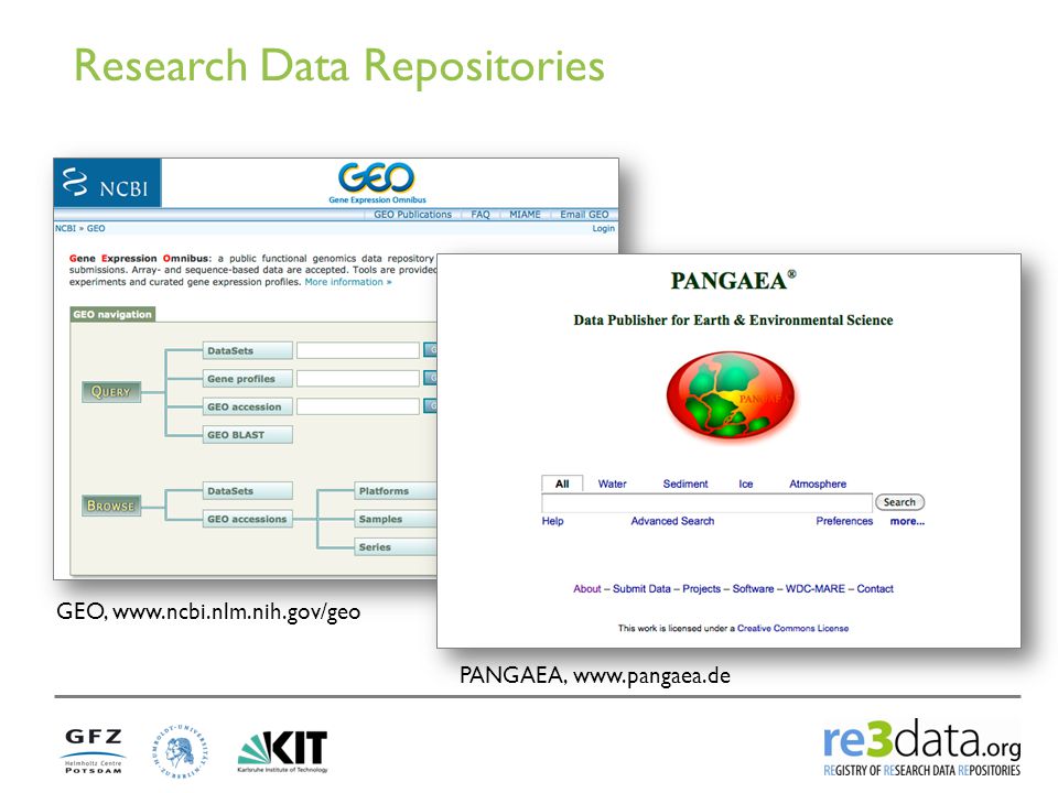 Research Data Repositories PANGAEA,   GEO,