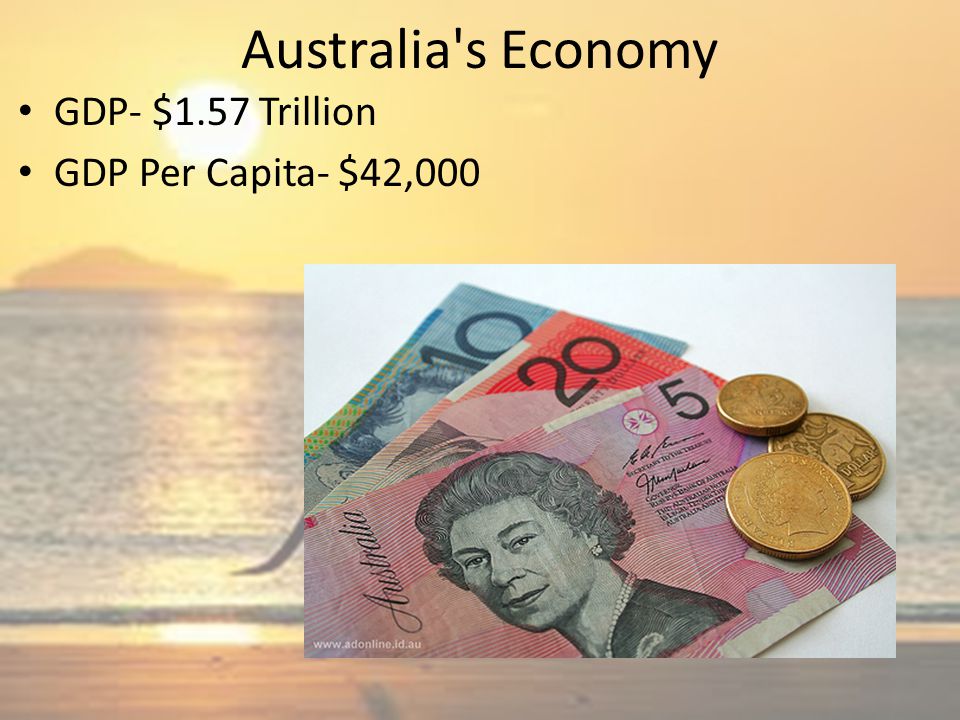 Australia s Economy GDP- $1.57 Trillion GDP Per Capita- $42,000