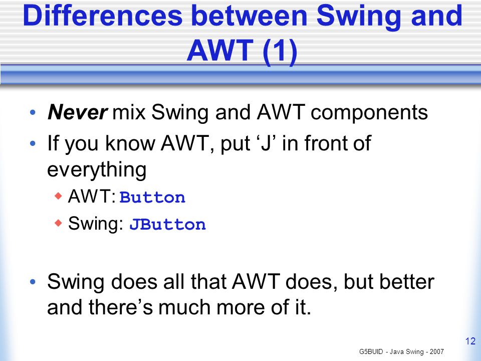 Java Swing Lecture 1 An Introduction Milena Radenkovic