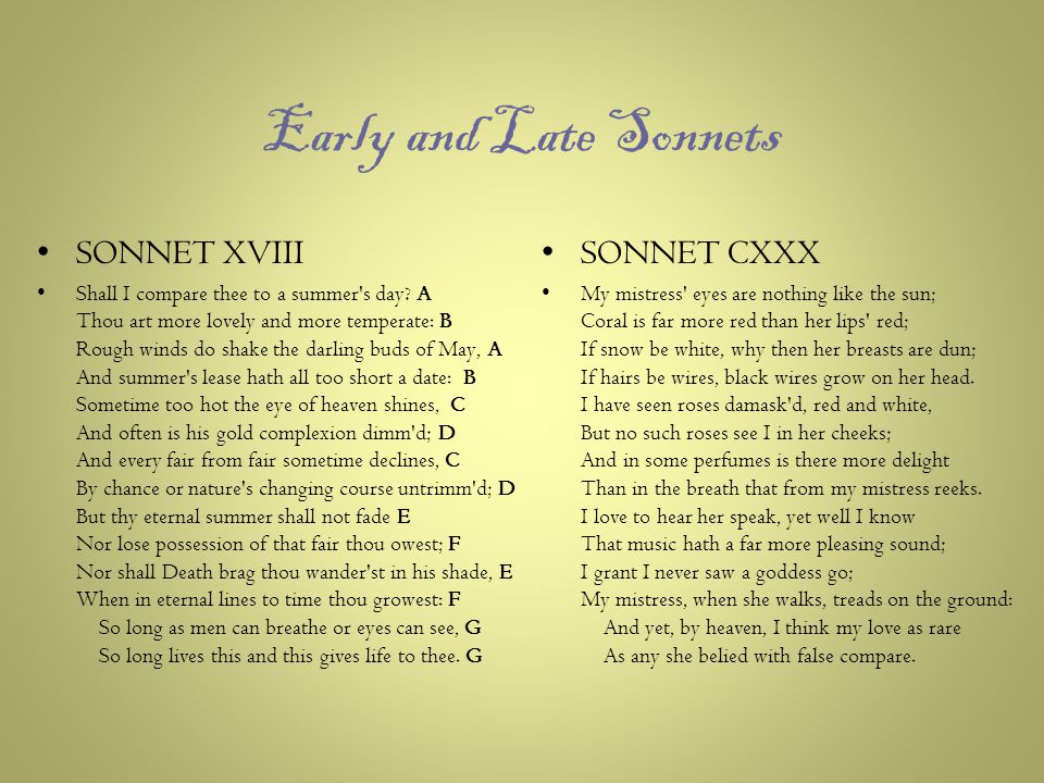 Early and Late Sonnets SONNET XVIII Shall I compare thee to a summer s day.