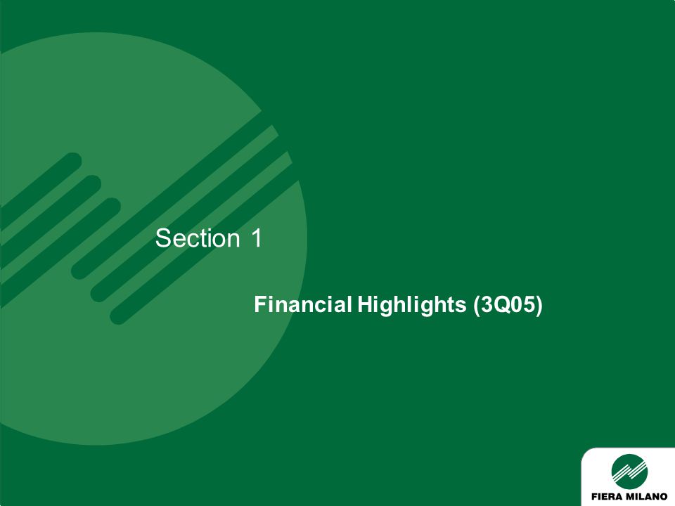 Section 1 Financial Highlights (3Q05)