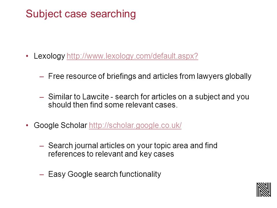 Subject case searching Lexology