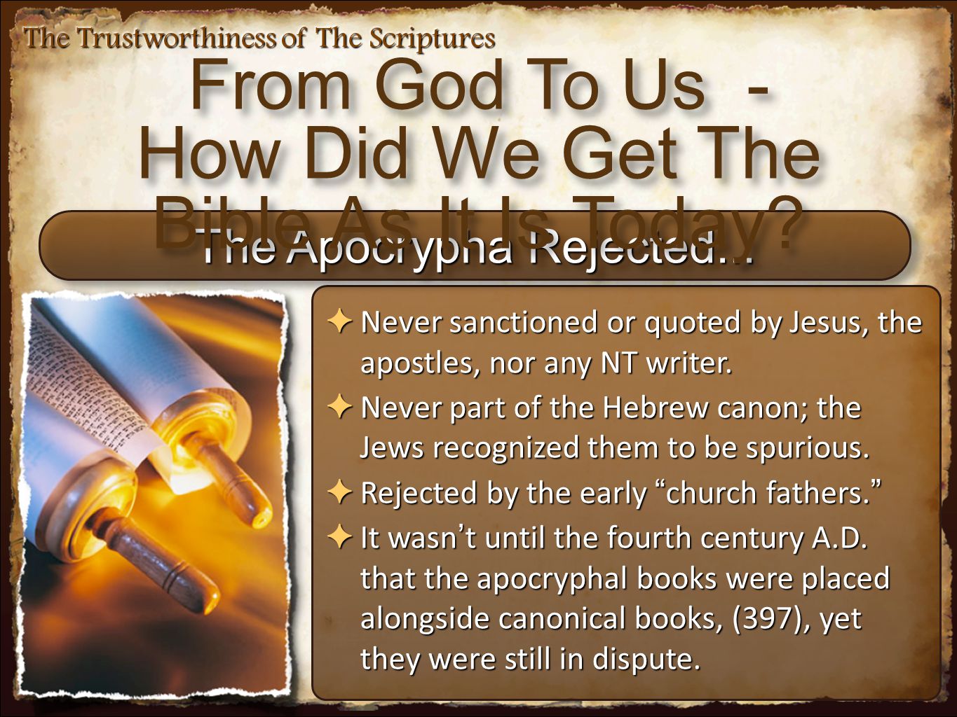 The Apocrypha Rejected...