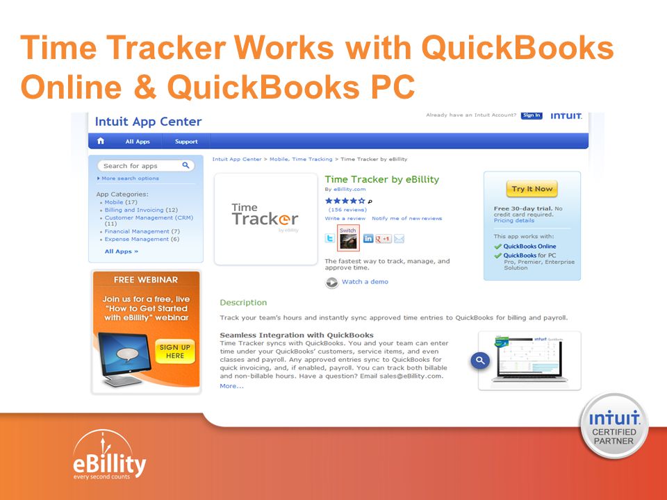 Time Tracker Works with QuickBooks Online & QuickBooks PC