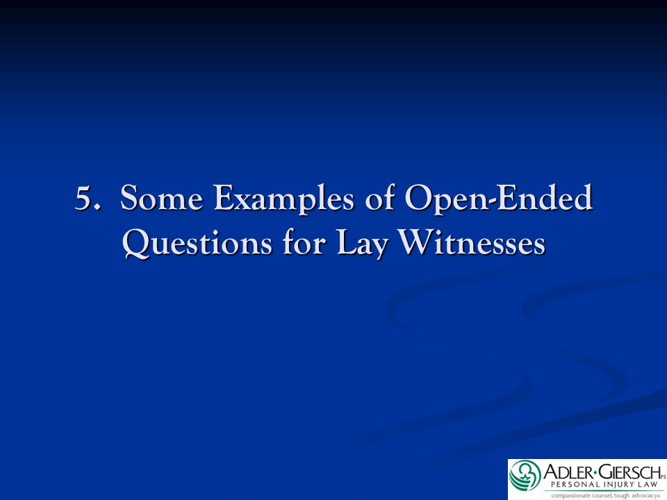 5. Some Examples of Open-Ended Questions for Lay Witnesses