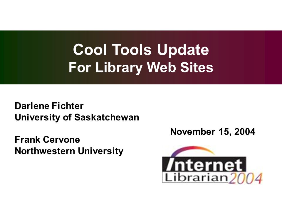 overview cool tools update for library web sites darlene fichter
