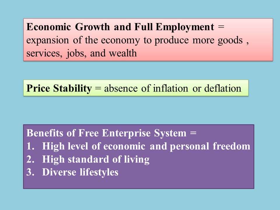 Economic Freedom = freedom to decide how to spend (time & money) Economic Efficiency = using resources wisely… benefits greater than costs incurred Economic Equity & Security = distribution of income and wealth and the means for protecting people against poverty and supplying them with the means to provide for a medical emergency through an increasing number of government social programs
