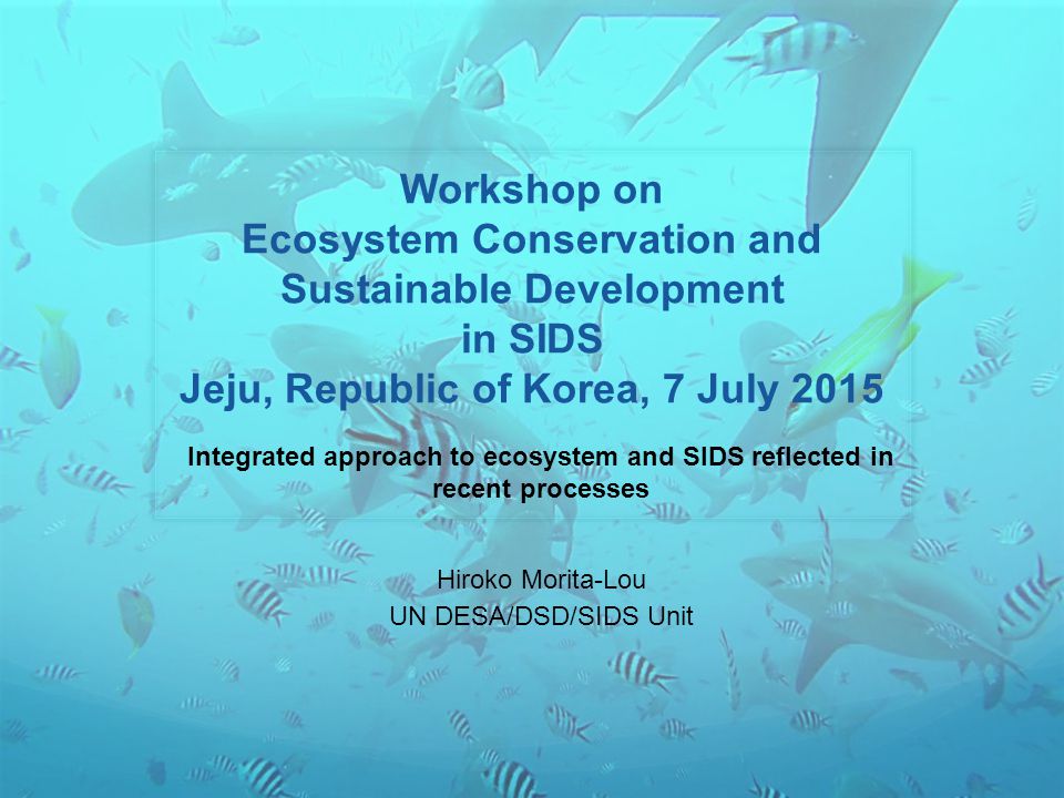Workshop on Ecosystem Conservation and Sustainable Development in SIDS Jeju, Republic of Korea, 7 July 2015 Integrated approach to ecosystem and SIDS reflected in recent processes Hiroko Morita-Lou UN DESA/DSD/SIDS Unit