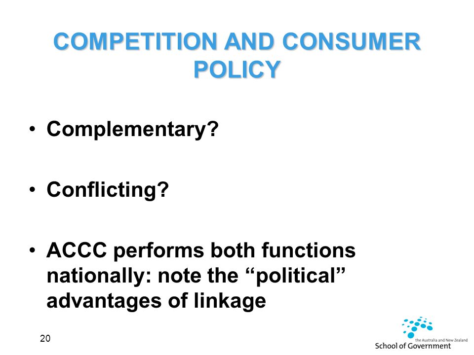 COMPETITION AND CONSUMER POLICY Complementary. Conflicting.
