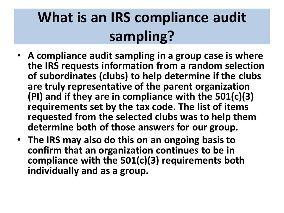 questions answers what is an irs compliance audit sampling a