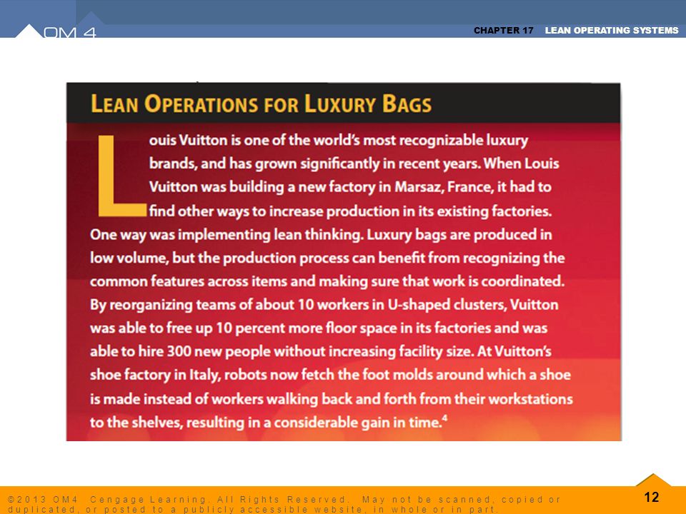 Lean operations for luxury bags