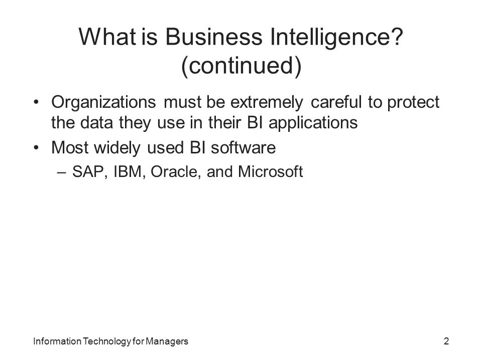 What is Business Intelligence.